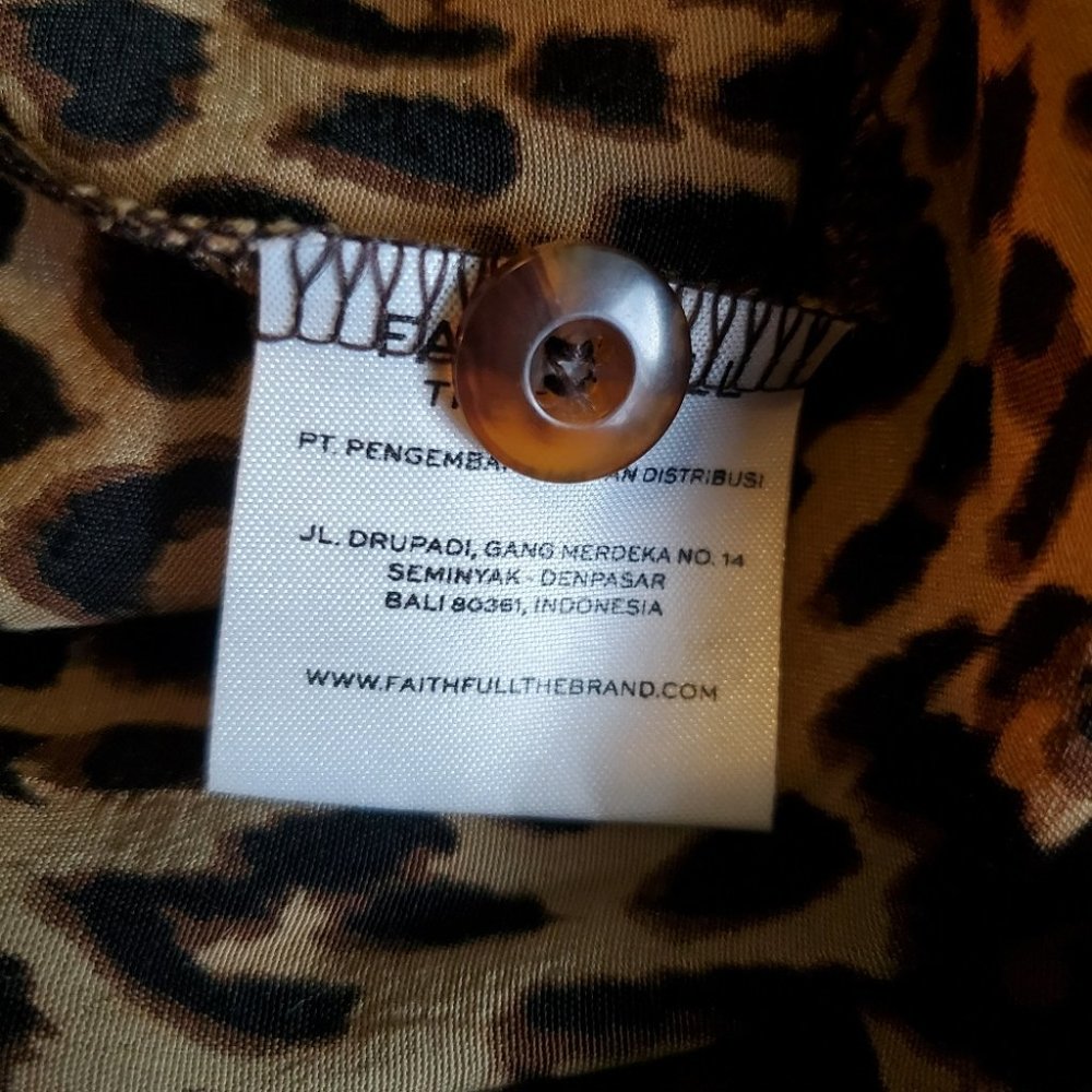 FAITHFUL THE BRAND | Anne Marie Leopard Midi Ruched Sleeves Dress (Size M) - Picture 12 of 14